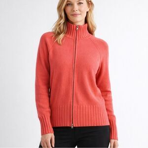 Boston Proper Silk Cashmere Zip Mock Neck Sweater Orange Size L